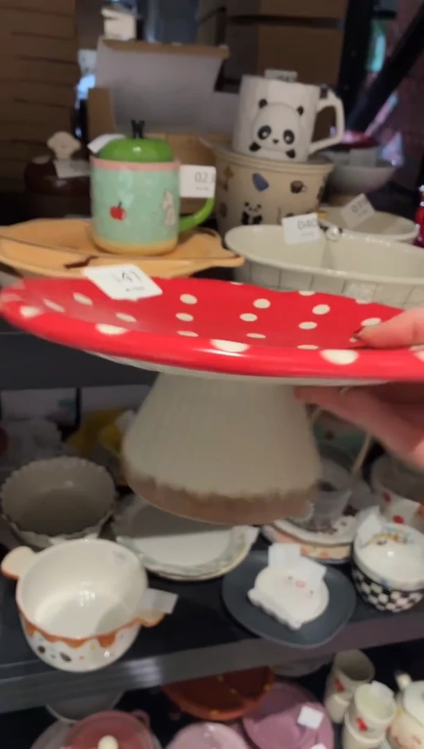 瓷141 蘑菇高脚托盘 默认微瑕