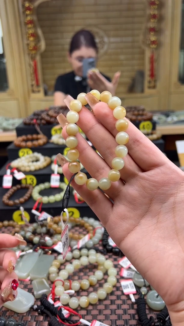 未镶嵌手串和田玉若羌糖黄口手串卡10