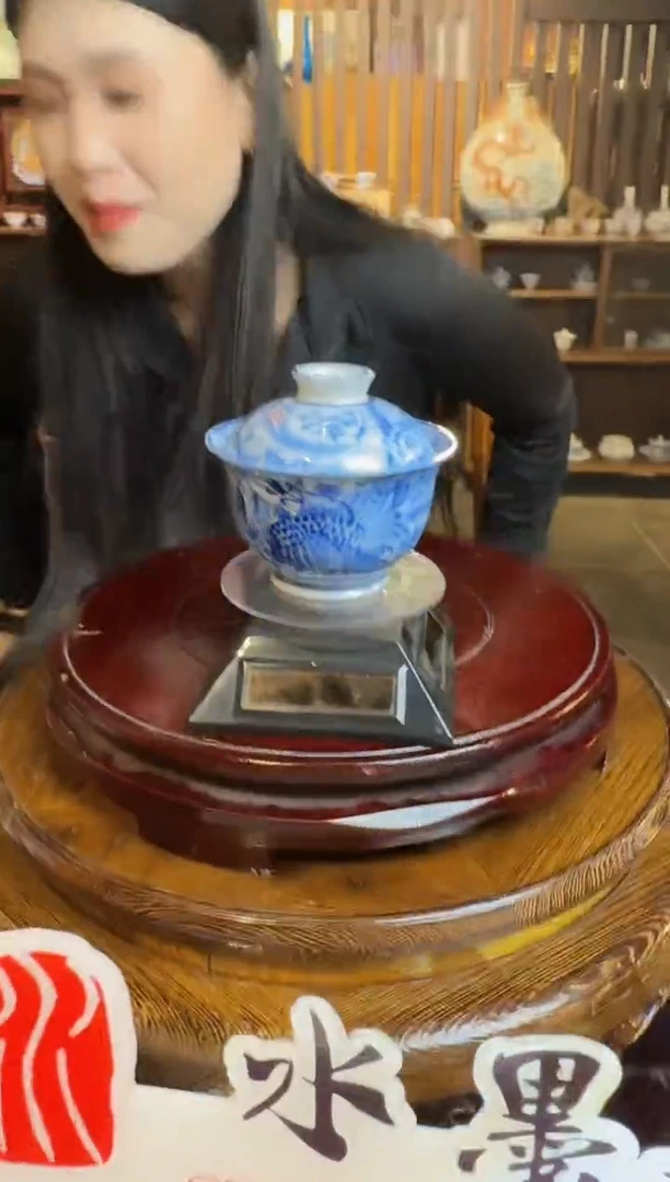 摆件龙御景窑青花凤纹盖碗5带证书