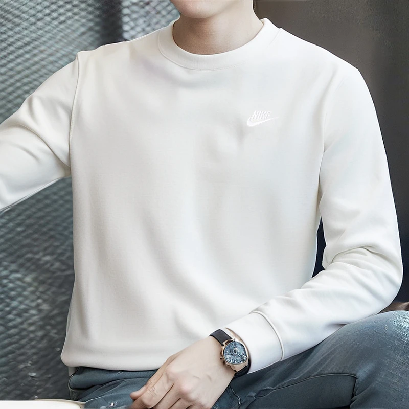 NIKE耐克圆领卫衣男新款上衣白色健身运动服打底休闲套头衫BV2667