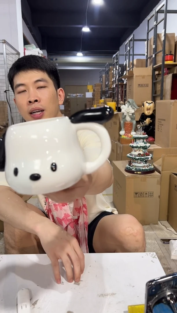 瓷片陶瓷帕恰狗头杯