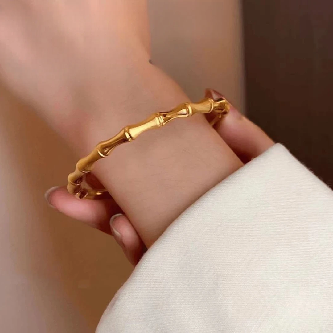 【618惊喜活动】黄金足金999 3D国风磨砂亮面竹节黄金手镯