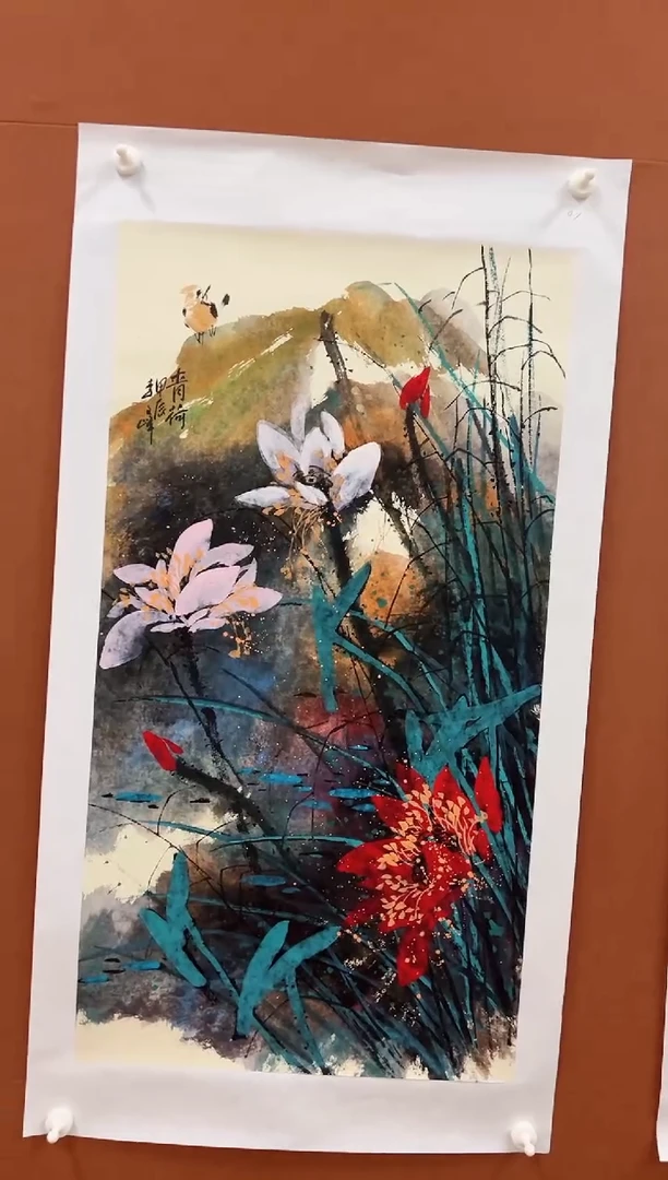 国画李文峰4.5平尺亮彩花鸟