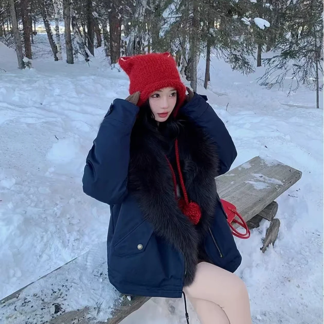 2025冬款大毛领羽绒服狐狸毛领可拆卸