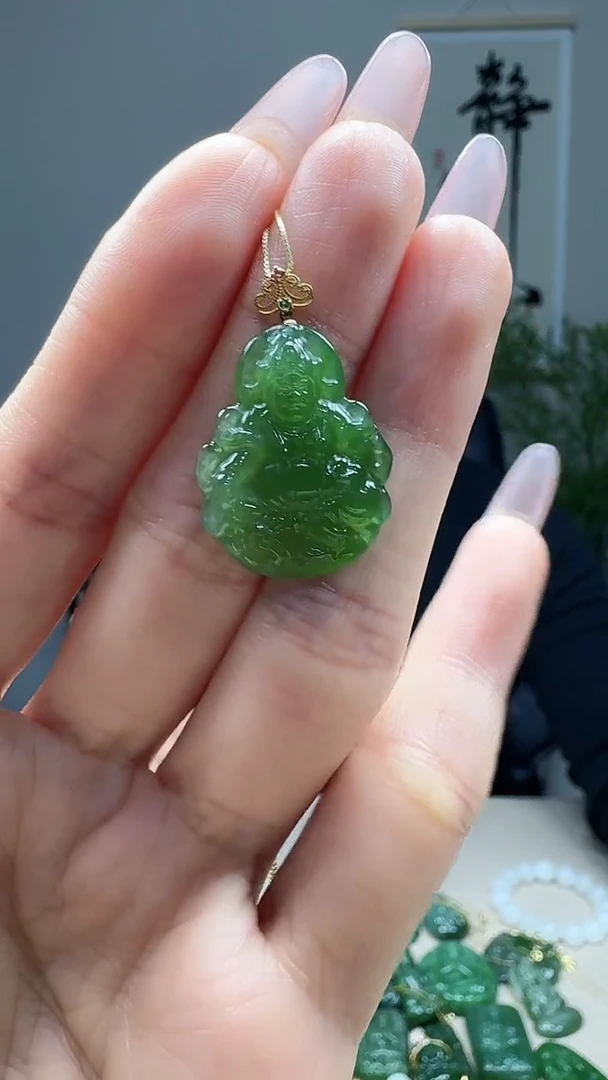 吊坠(不含链)18K金镶嵌和田玉1