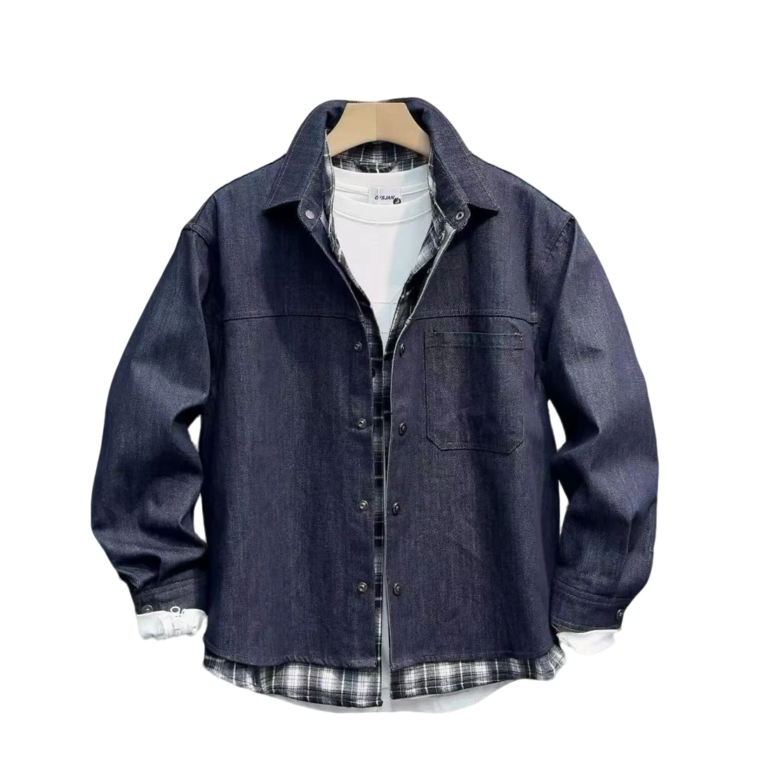 假两件外套男2025春秋新款衬衫型夹克男青少年痞帅休闲潮牌