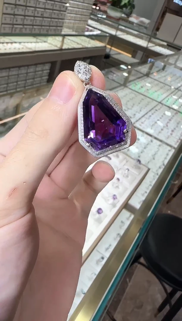 颈饰银S925镶嵌紫晶35ct