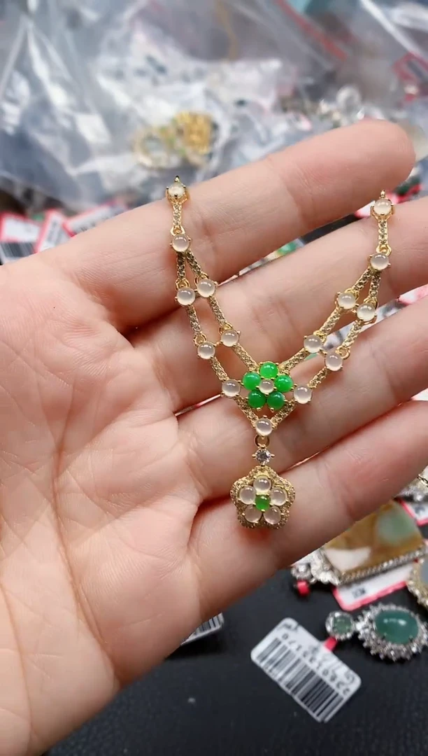 银S925镶嵌戒指翡翠天然A货缅甸翡翠