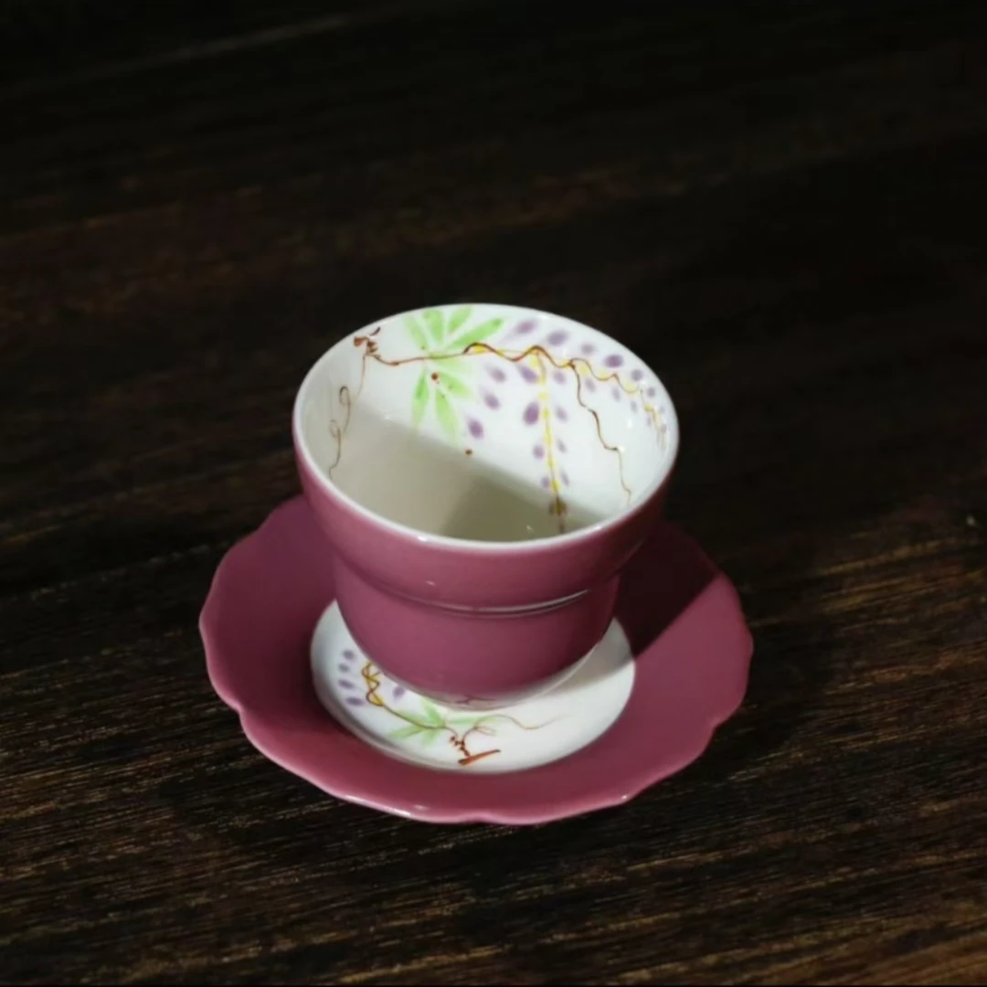 【有瓷间】紫葡萄杯+垫茶具家用