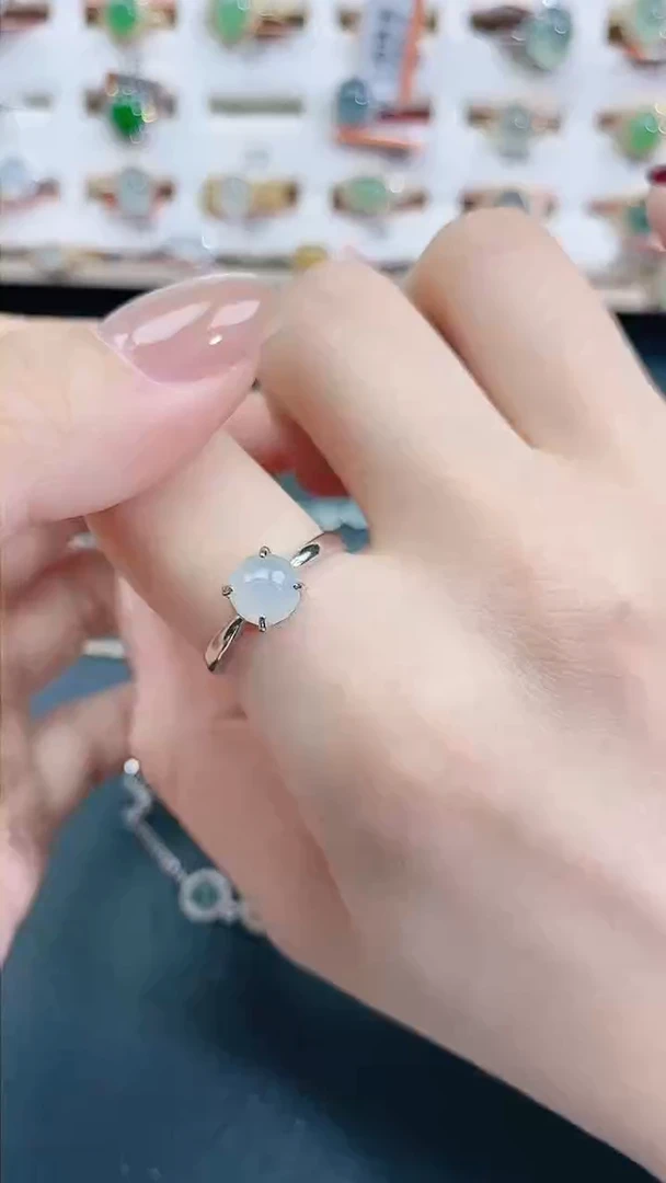 银S925镶嵌戒指翡翠天然翡翠