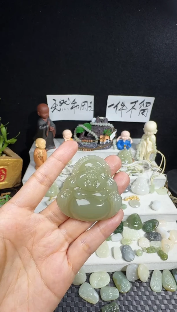 颈饰未镶嵌和田玉小*48高冰佛公