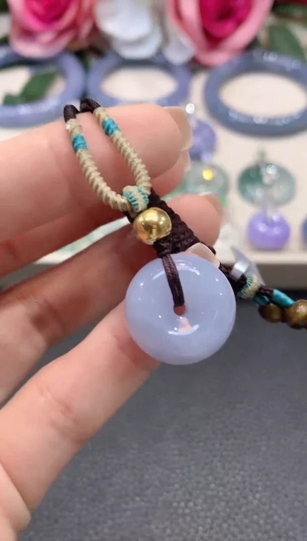 吊坠(赠链)18K金镶嵌翡翠a9多样性发一件紫货有一定色差