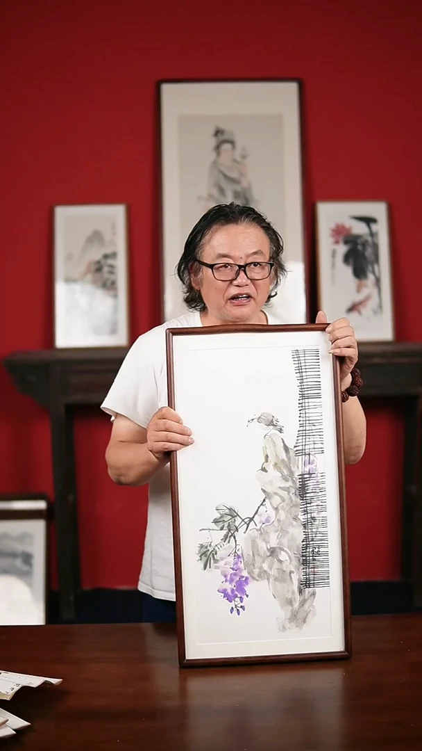 国画手写手绘-36*69带框发货