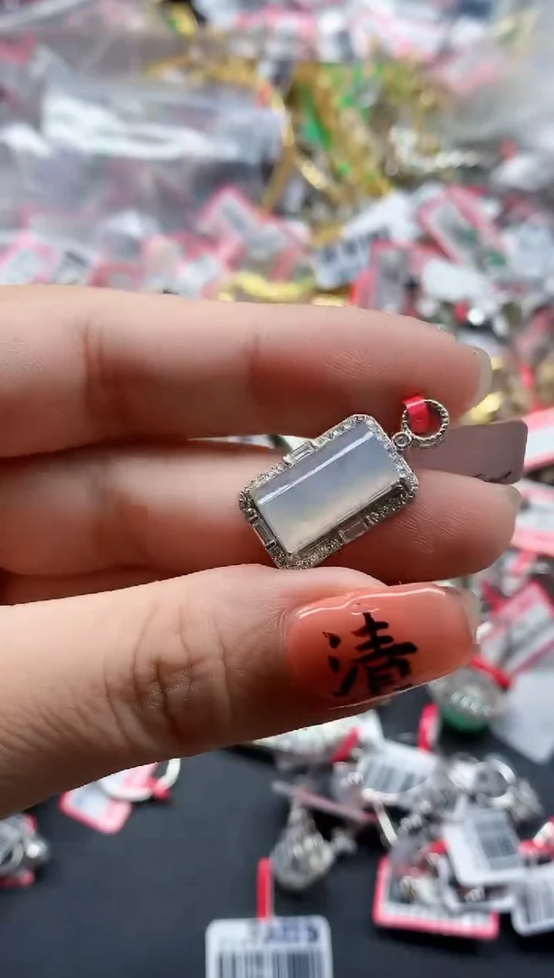 银S925镶嵌戒指翡翠天然A货缅甸翡翠