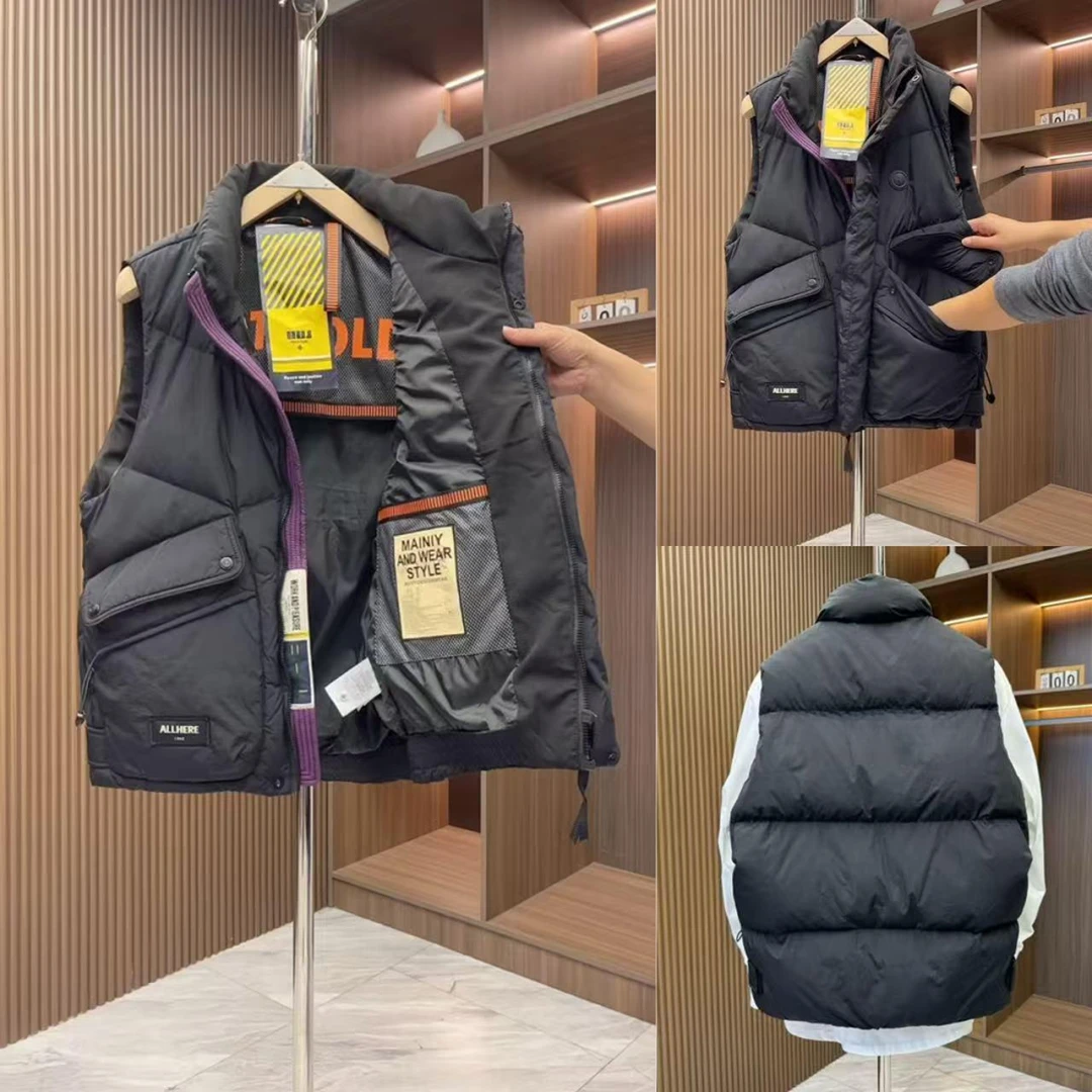 2025冬季爆款立领马甲加厚男士高品质保暖休闲百搭白保暖外套坎肩