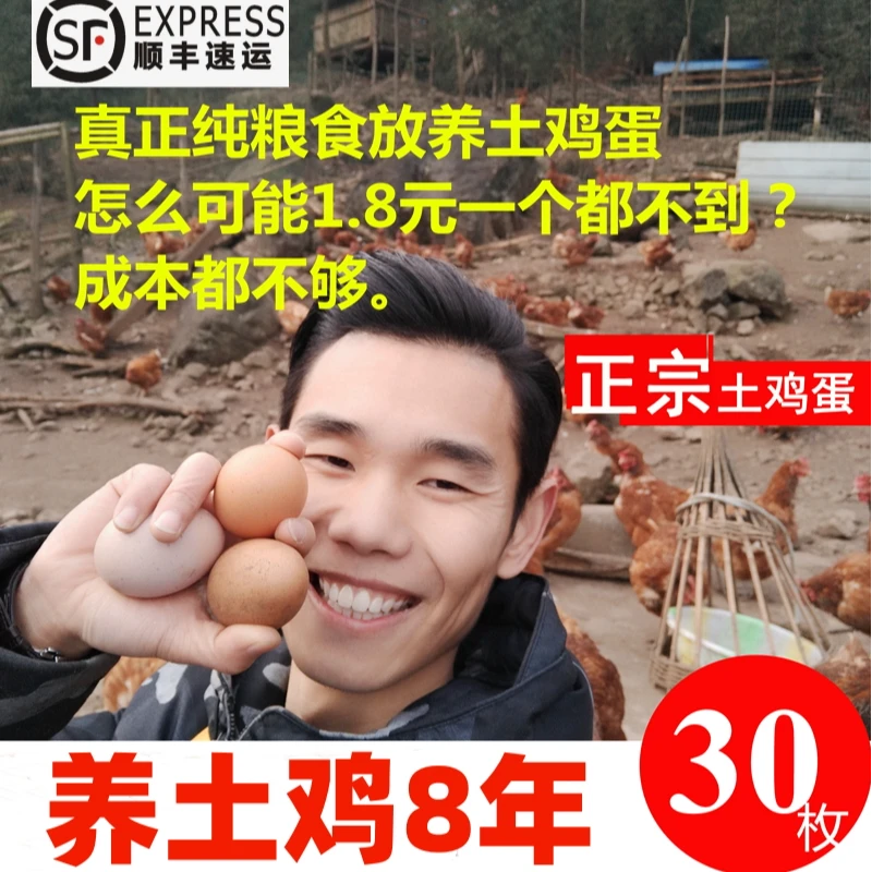 四川雅安散养土鸡蛋30枚新鲜笨鸡蛋柴鸡蛋无菌可生食