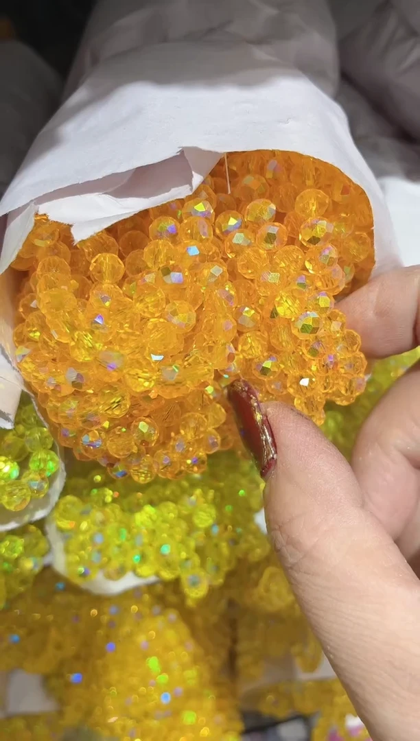 玻璃30139卡6水晶扁10条进口彩金黄