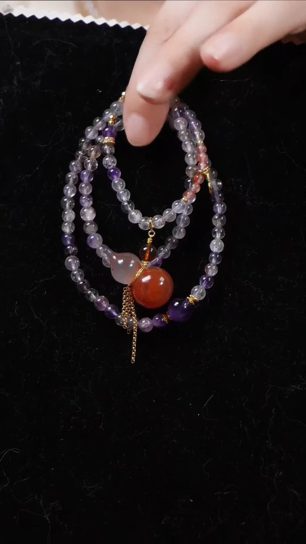 南红玛瑙（原矿南红葫芦吊坠）银S925镶嵌超七项链