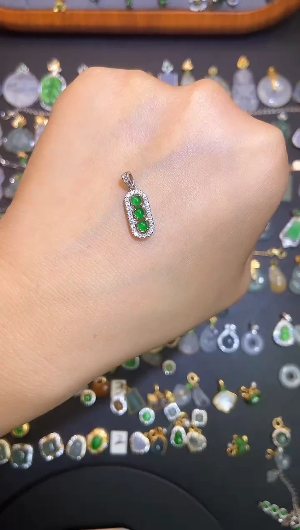 翡翠银S925镶嵌颈饰天然a货翡翠