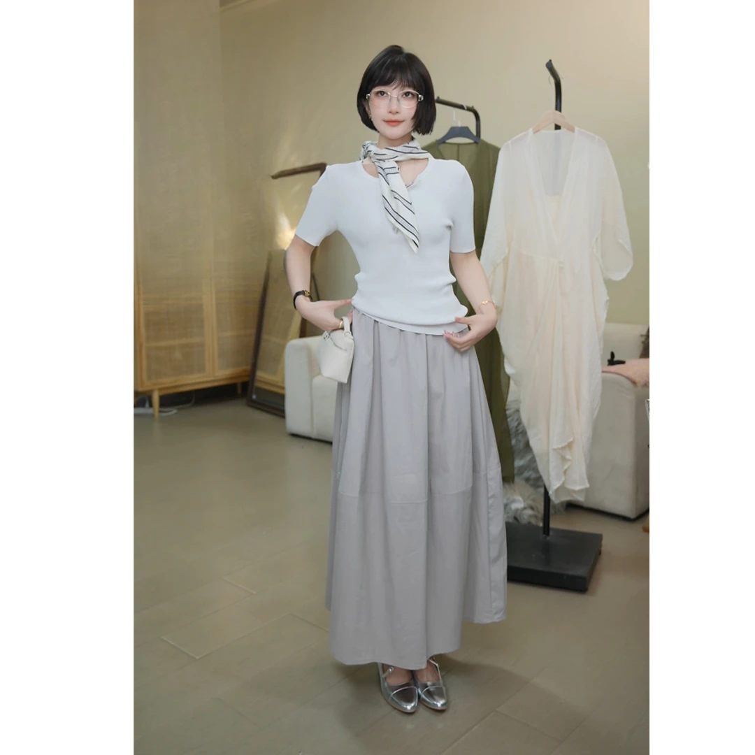 【BILU VTG】 J0C789松紧腰褶皱花苞半裙BL2025777