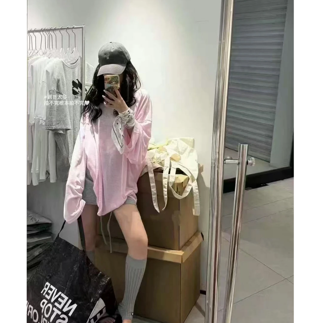 粉粉嫩嫩宽松轻薄防晒百搭长袖T恤