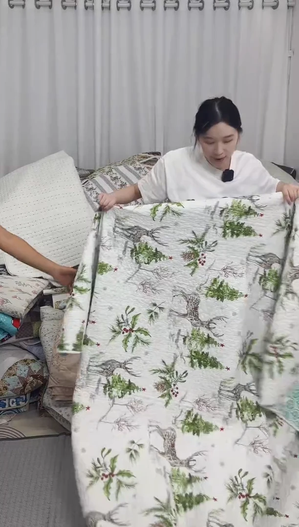 棉200*230白底绿树