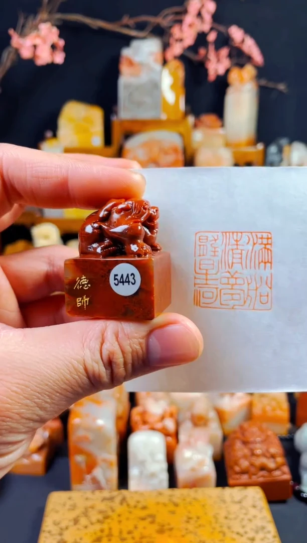 【闪购商品】老挝石印石手工篆刻《满船清梦压星河》