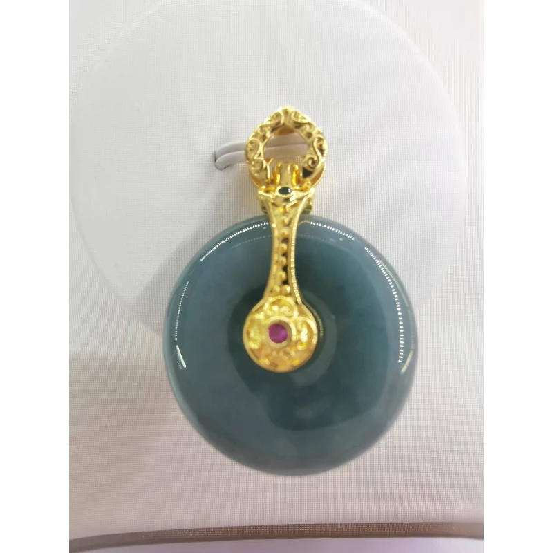 （库存处理）--高定珠宝天然翡翠平安扣设计款F842气质百搭复古精美