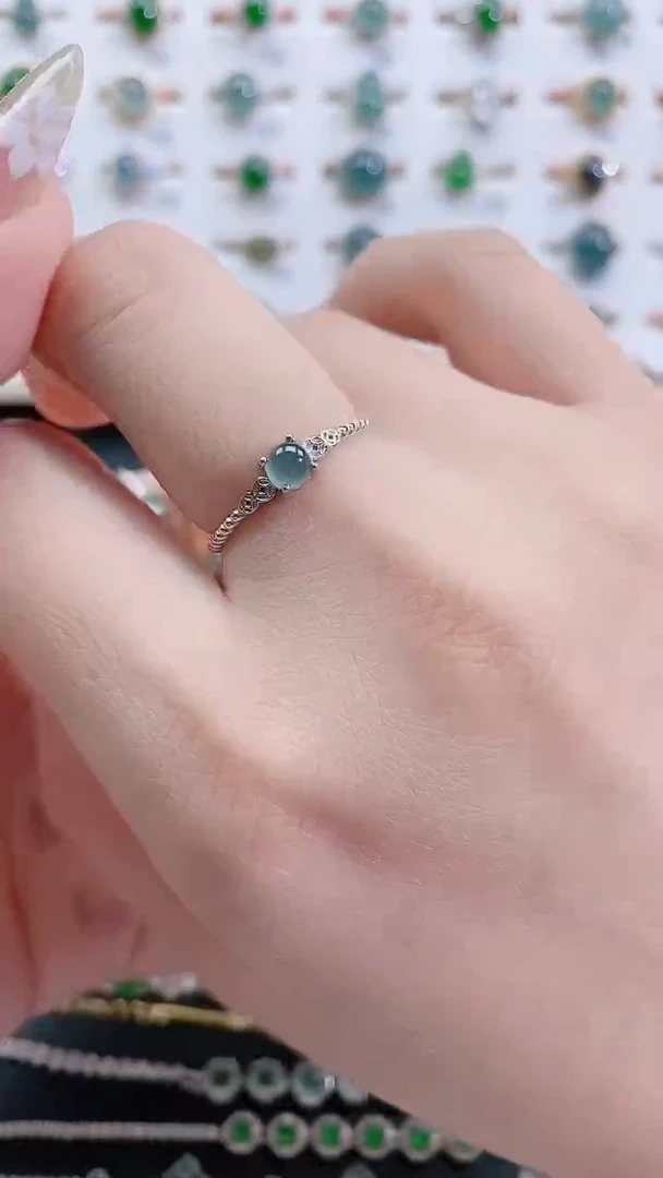 银S925镶嵌戒指翡翠天然翡翠