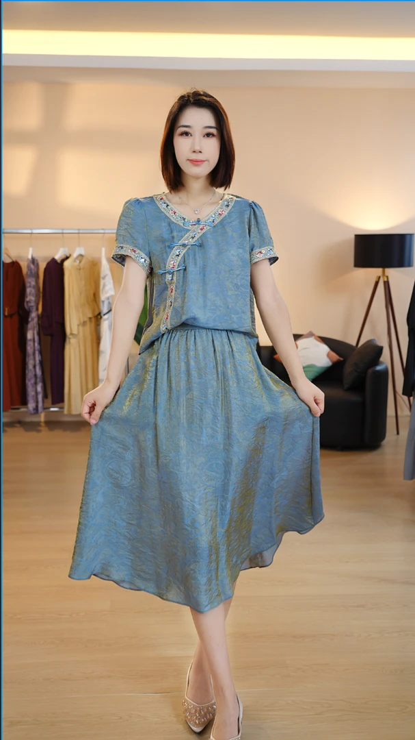 L946夏季新款套装两件套时尚优雅减龄洋气套装