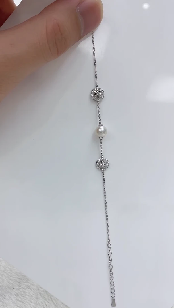 【闪购商品】海水珍珠手链银S925镶嵌海了珍珠手链