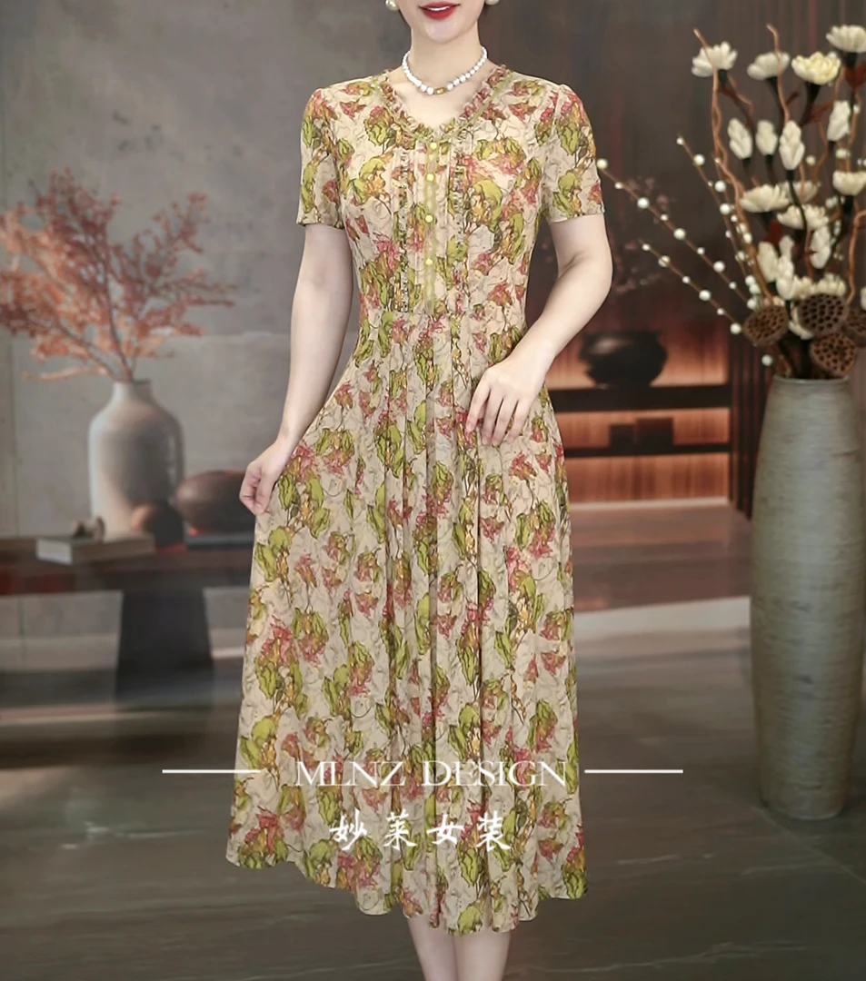 【妙莱 花香】夏季新款台湾纱妈妈装千金贵气名媛品牌上档次连衣裙