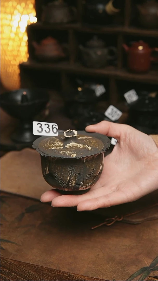 提****7336号紫砂全手粉引盖碗125毫升