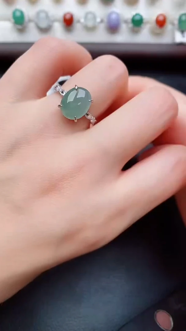 银S925镶嵌戒指翡翠...