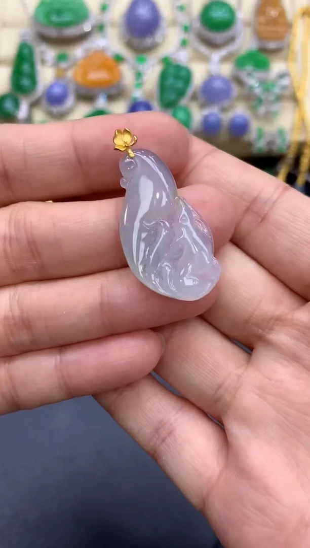 颈饰18K金镶嵌翡翠53-中国好珍宝