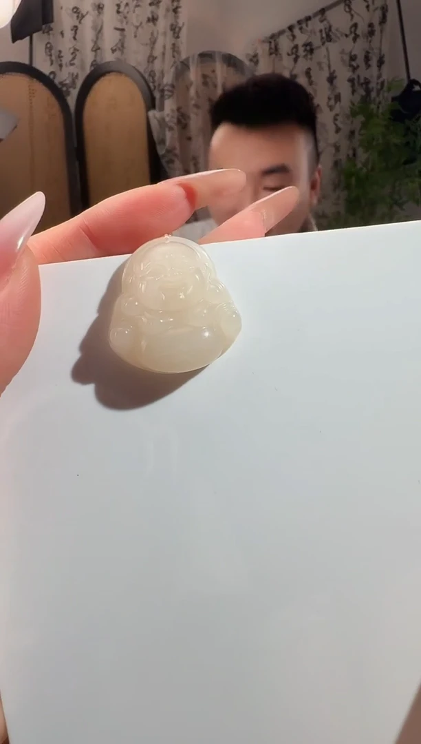 和田玉未镶嵌颈饰30藕粉佛公