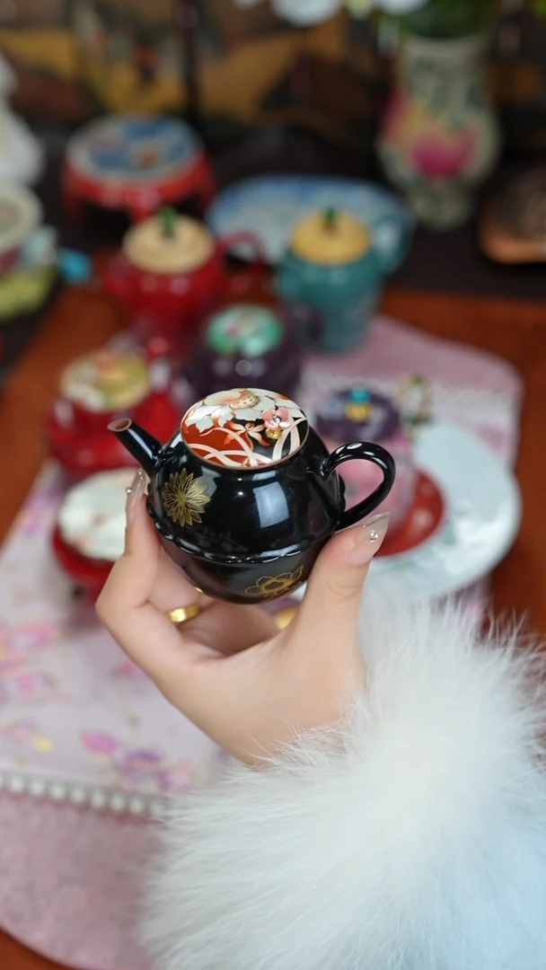 三秋月景德镇手工手绘紫砂壶