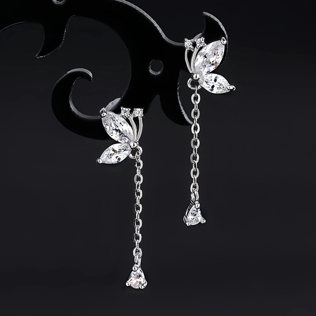 FARCOKO/法蔻 925银耳饰 蝴蝶流苏耳饰女款时尚百搭感礼物送女友