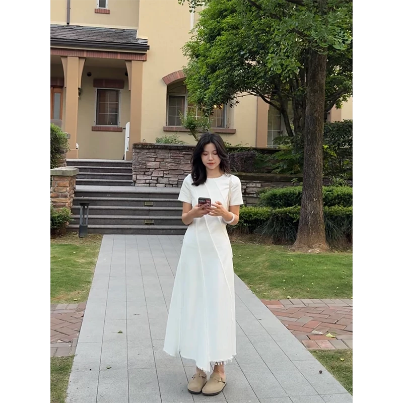 郭九九呢 天丝棉简约收腰显瘦不规则拼接无袖连衣裙 G925Q02599