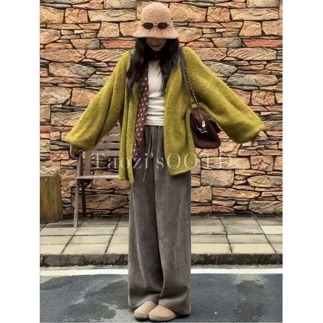 【现货】【显白氛围感】咩毛慵懒感宽松设计软糯绿色毛衣 T5674