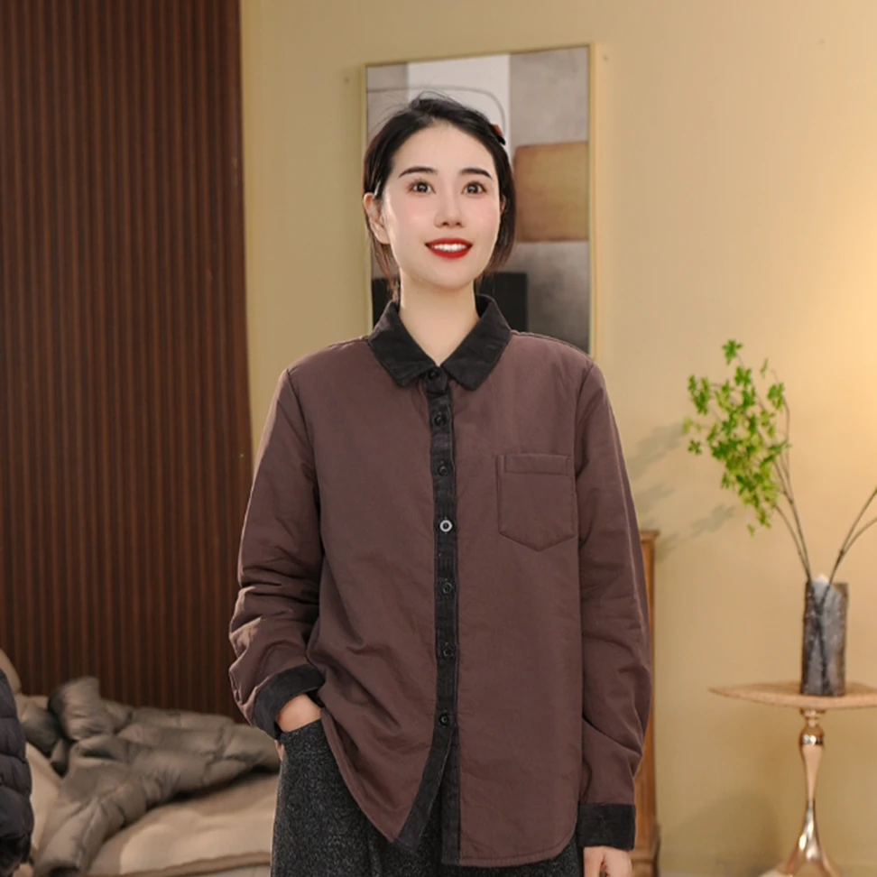 BEIJU 2025韩版翻领衬衫女宽松加厚百搭洋气时尚感衬衣外套2708