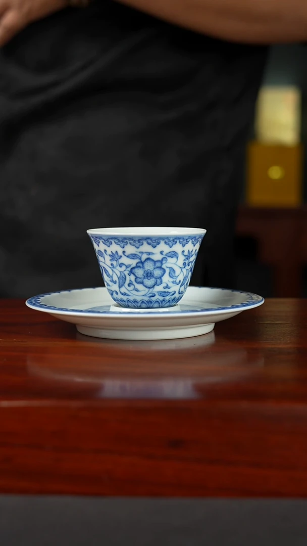 祖传窑真柴窑传承400年缠枝莲一杯一蝶
