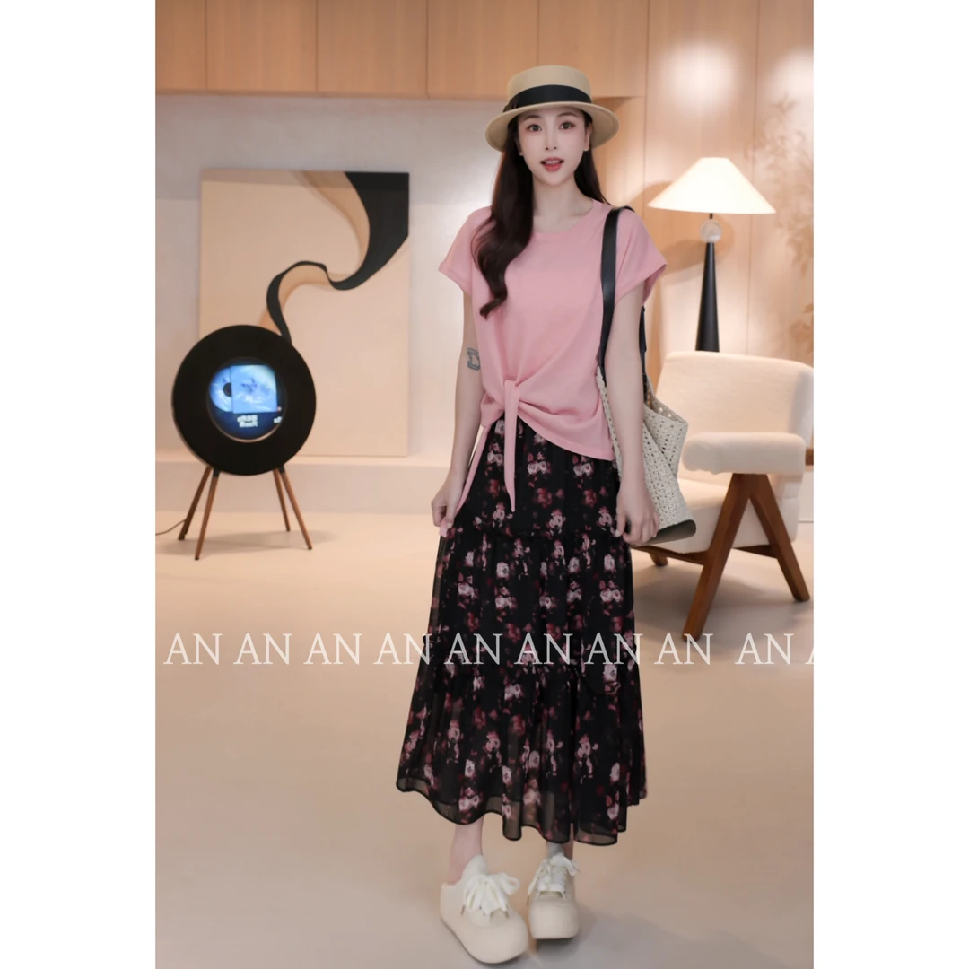 C06011简约宽松气质显瘦舒适套头下摆绑带纯色针织衫