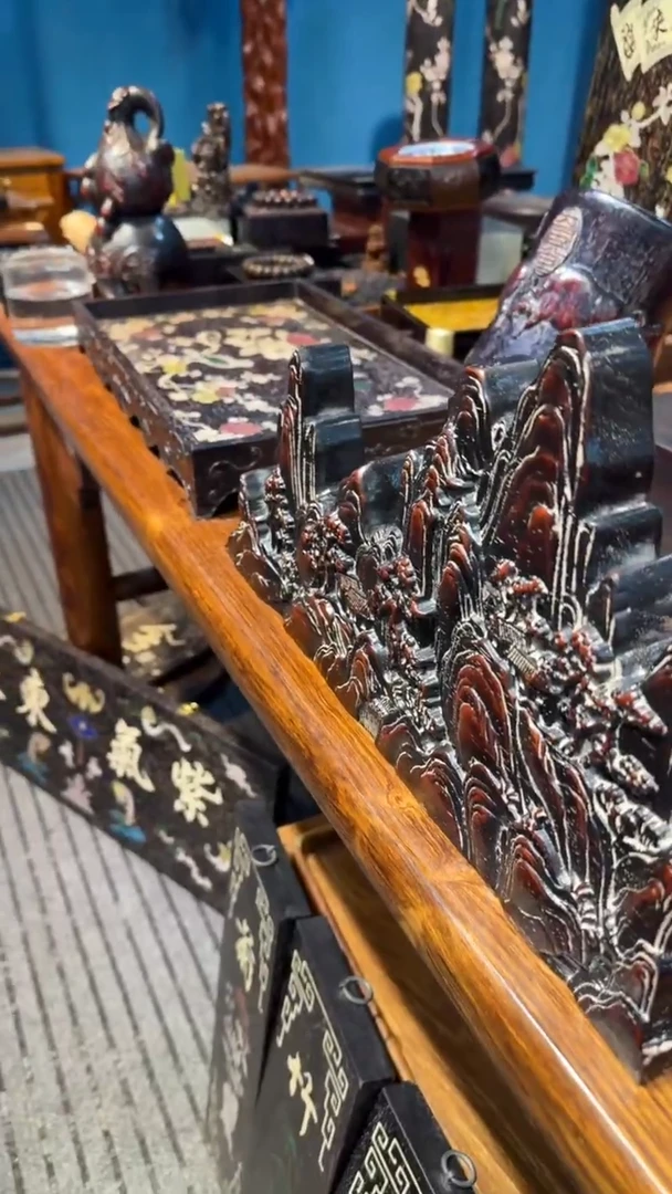 木紫檀黄山摆件邵氏紫檀木艺