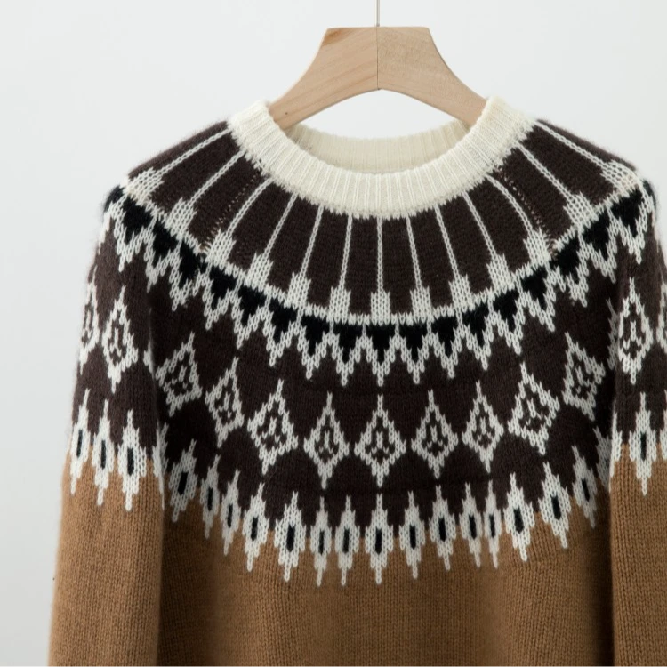 CE费尔岛复古美拉德羊绒百搭针织衫ZZS4L2001