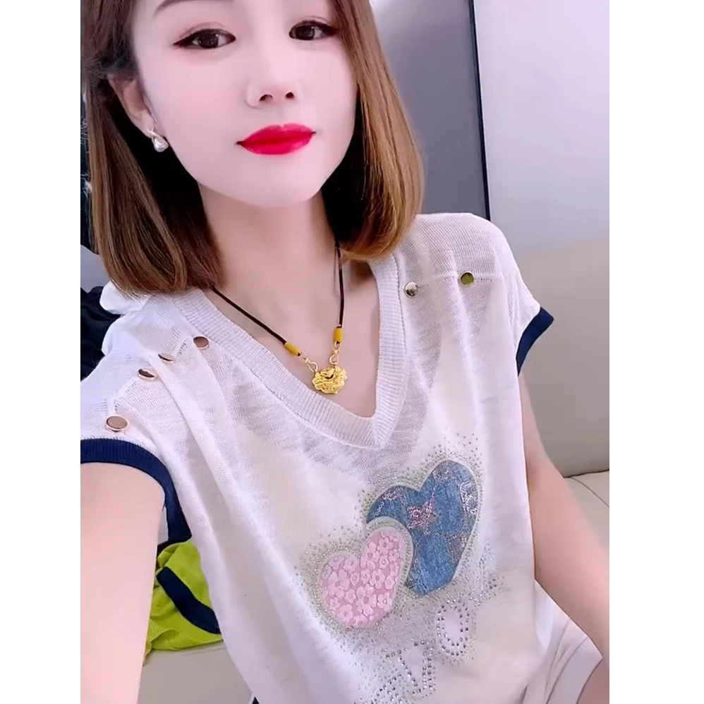 韩版时尚百搭冰丝竹节棉短袖T恤女夏季今年流行爆款设计感上衣ins