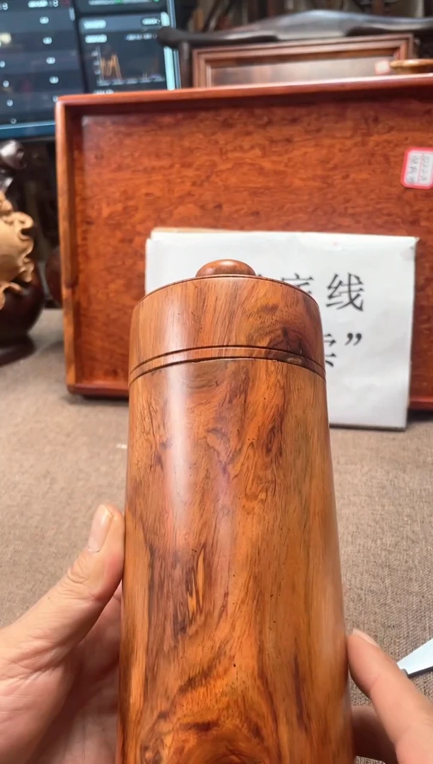 黄花梨/降香黄檀木头款海黄新料茶叶罐8.7/19.3