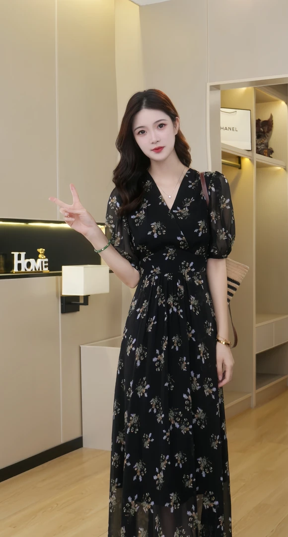 【爱丽丝】2025夏季新款碎花法式气质显瘦高级感中长款连衣裙