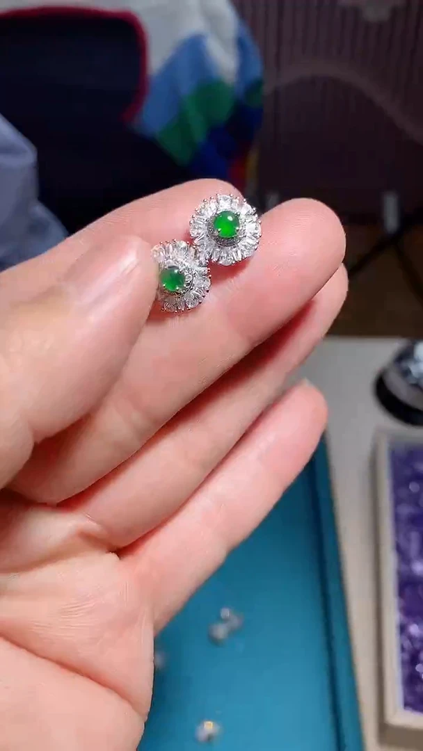 【闪购商品】翡翠耳饰银S925镶嵌多样性发其一【17】