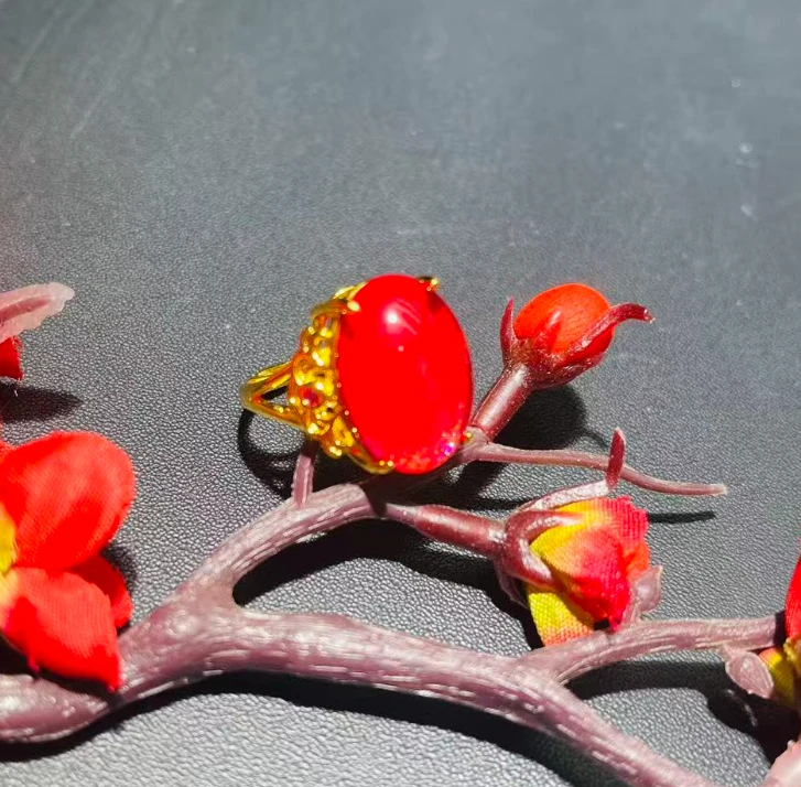 【国恩珠宝】W058 斑 彩 千 寿 光 波 晶 红戒指-多样性发起一